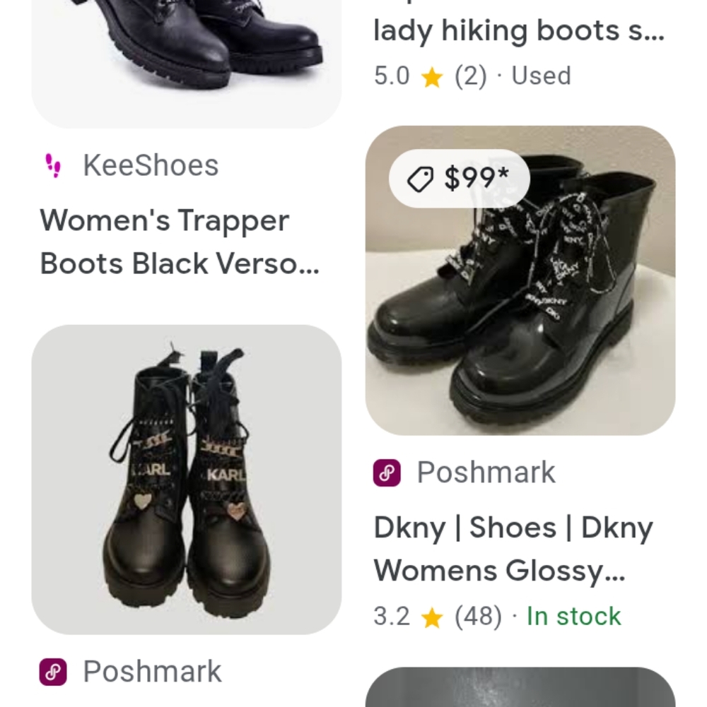 DKNY Black Boots with Logo Laces high glossy - Picture 7 of 7